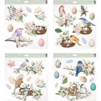 Okenní dekorace Okenní fólie 6888 ptáčci s glitry 30 x 33,5 cm