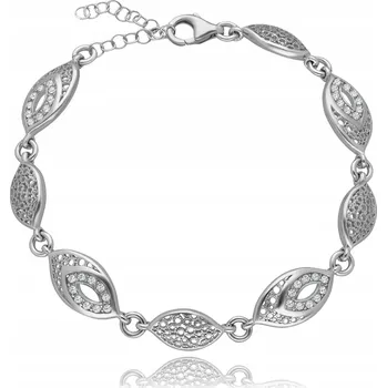 Náramek POSTŘÍBŘENÝ NÁRAMEK S RODOVANOU POVRCHOVOU ÚPRAVOU, OZDOBENÝ ZIRKONY