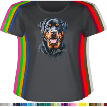 Dámské tričko damske-levne-bavlnene-tricko-digitalni-potisk-pes-rotvajler Barva: Light graphite - světle grafitová, velikost: M