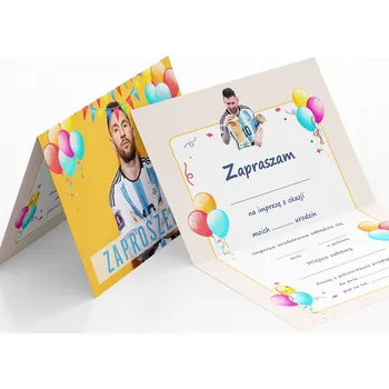 Pozvánka POZVÁNKA LIONEL MESSI FOTBALISTA FOTBAL NA DĚTSKOU OSLAVU + OBÁLKA