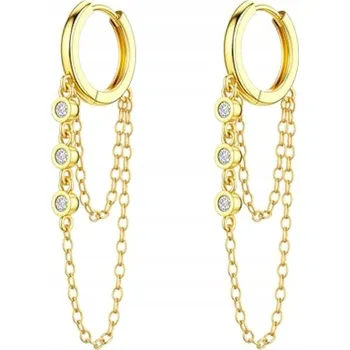 Náušnice Náušnice s řetízkovými střapci pro ženy, pozlacené 14K zlatem, jemné malé kruhové náušnice s kubickou zirkonií