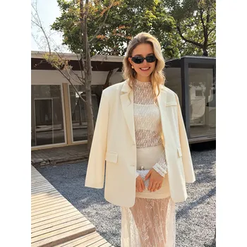 Dámské sako Trendy blejzr oversized Unika Paris 3816 barva: bílá-smetanová, velikost: S/M