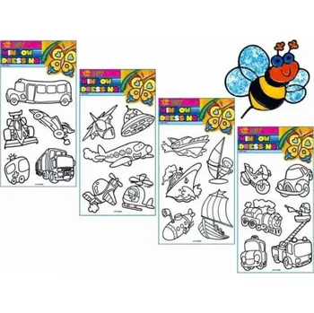 Speciální výtvarná barva Předloha k barvám na sklo 38x21cm, vyvýšená kontura Dopravní prostředky