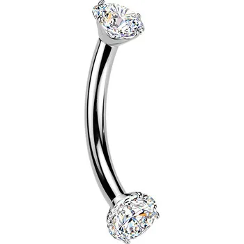 Piercing Šperky4U Luxusní piercing do obočí s Moissanity 2 x 0.11 ct, TITAN - TM039