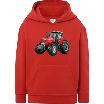 Chlapecká mikina Mikina s traktorem, červený traktor pro malého farmáře, velikost 122/128 (5-6 let)