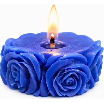 Svíčka Vonná svíčka Kolečko z růžiček | 35 g | Svíčkománie3D | Barva: Modrá