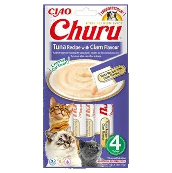 Krmivo pro kočku INABA FOODS Co., Ltd. Churu Cat Tuna Recipe with Clam Flavour 4x14g