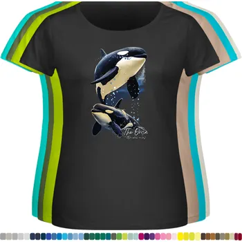 Dámské tričko damske-levne-bavlnene-tricko-digitalni-potisk-orca-kosatka-drava Barva: Black -černá, velikost: XL