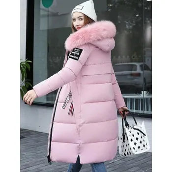 Dámská dlouhá zimní bunda P1696 růžová