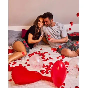 Dámská móda Pyžamo Cornette 520/334 Symboly lásky kr/r S-XL černá M