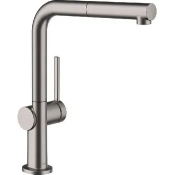 Vodovodní baterie Hansgrohe Dřezová baterie Talis s výsuvnou koncovkou, kartáčovaný černý chrom - 72808340