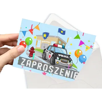 Pozvánka POZVÁNKA POLICIE POLICEJNÍ AUTO NA NAROZENINY DÍTĚTE + OBÁLKA DÁREK