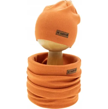 Čepice Chlapecká souprava čepice + nákrčník oranžová Nicol, vel. 104/110