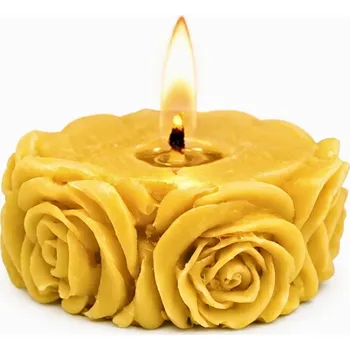 Svíčka Vonná svíčka Kolečko z růžiček | 35 g | Svíčkománie3D | Barva: Žlutá