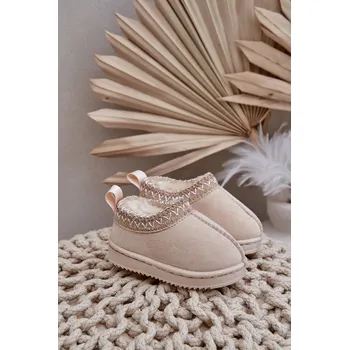 Dětská běžecká obuv Boto Sněhové boty dětské na platformě zateplené kožešinou Vilabria Barva: Béžová, Velikost: 33