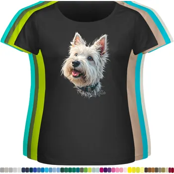 Dámské tričko damske-levne-bavlnene-tricko-digitalni-potisk-pes-westik Barva: Black -černá, velikost: S