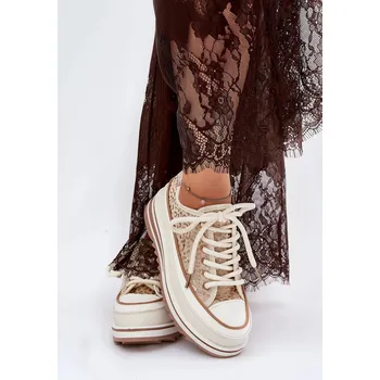 Dámské tenisky Dámské trampky na masivní platformě S.Barski – béžové Velikost: 38