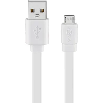 Datový kabel USB kabel A - Micro B 1 metr 480 MB/s BÍLÝ PLOCHÝ ODOLNÝ NEZAMOTÁVAJÍCÍ SE