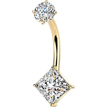 Piercing Šperky4U Zlacený ocelový piercing do pupíku čtverec - BS1075-GD