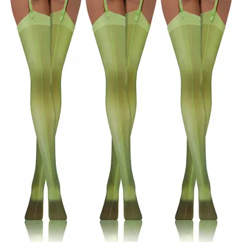 Dámské punčochy Sesto Senso Sada 3 podvazkových punčoch se vzorem 20 DEN 1/2 Zelené