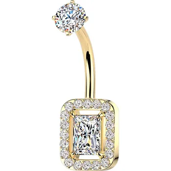 Piercing Šperky4U Zlacený ocelový piercing do pupíku - BS1079-GD