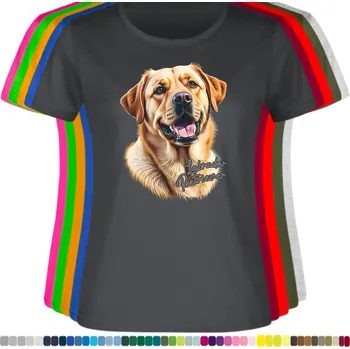 Dámské tričko damske-levne-bavlnene-tricko-digitalni-potisk-pes-labrador Barva: Light graphite - světle grafitová, velikost: 3XL