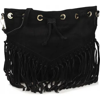 Kabelka Toscanio kabelka vak z pravé semišové kůže černá