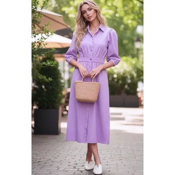 Dámské šaty Dlouhé džínové šaty CIMINY C11137 barva: fialová, velikost: M