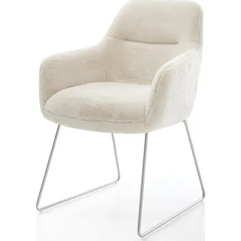 Jídelní židle DELIFE Jídelní židle Pejo-Flex plyšový manšestr krémovo-bílá tenká podnož nerezová ocel taštičkové pružiny
