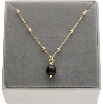 Náhrdelník Zlatý náhrdelník s turmalínem černý turmalín PŘÍRODNÍ KÁMEN 6 mm 40 cm