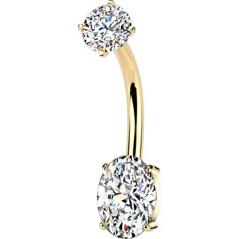 Piercing Šperky4U Zlacený ocelový piercing do pupíku oválek - BS1077-GD