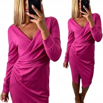 Dámské šaty V781 ELEGANTNÍ volánové ŠATY , fuchsiová, vel. 38 (M)