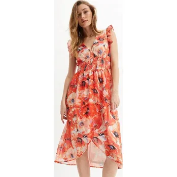 Dámské šaty Šifonové midi šaty s květinovým volánem BPC ^44