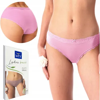 Dámské spodní prádlo Kalhotky dámské bambusové hladké bikiny růžové basic Key XL