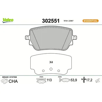 Brzdová destička Sada brzdových destiček, kotoučová brzda VALEO 302551