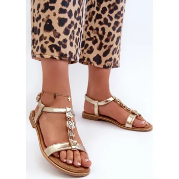 Dámské sandále Boto Ploché Dámské Sandály S Ozdobami Muridia Barva: Zlatá, Velikost: 40