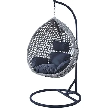 Křeslo Světle šedé závěsné křeslo TROPIKAL s černým stojanem