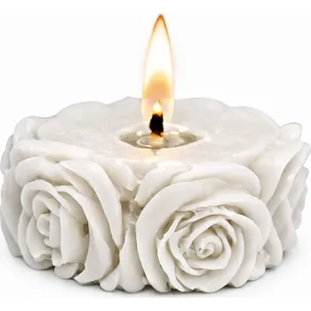 Svíčka Vonná svíčka Kolečko z růžiček | 35 g | Svíčkománie3D | Barva: Bílá