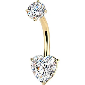 Piercing Šperky4U Zlacený ocelový piercing do pupíku srdce - BS1073-GD