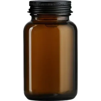 Láhev 100 ml Lahvička pharma+ černá s hliníkovým uzávěrem, UV OCHRANA, pro kapsle, gely