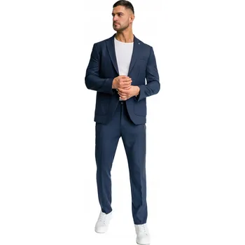 Denley pánský oblek modrý casual (pro běžné nošení) jednořadý velikost XS