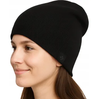 Čepice Moraj zimní bavlněná čepice beanie černá univerzální velikost dámská