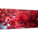Glasdekor Nástěnné hodiny 30x60cm červené lístky růže Materiál: plexi