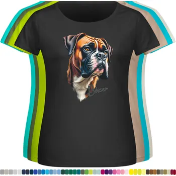 Dámské tričko damske-levne-bavlnene-tricko-digitalni-potisk-pes-boxer Barva: Black -černá, velikost: XL