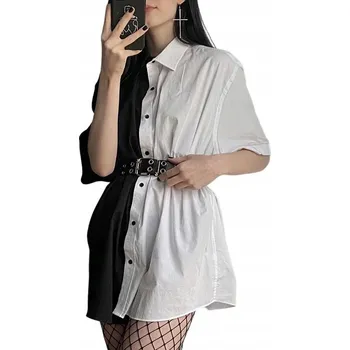 Dámská košile Dámská gotická oversize košile černo-bílá - S