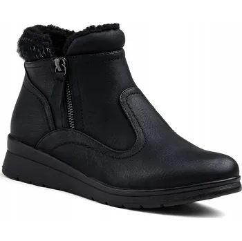 Dámské kozačky Kotníkové Boty na koturnu zateplené, pohodlné, POSUVNÍK teplé, lehké, měkké Wojtyłko 37