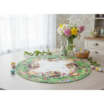 ubrus Velikonoční dekorační ozdobný ubrousek EASTERS CHICKS Ø 50 cm Mybesthome