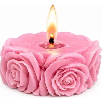 Svíčka Vonná svíčka Kolečko z růžiček | 35 g | Svíčkománie3D | Barva: Růžová