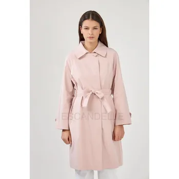 Dámský kabát Jarní trenčkot dlouhý Amilia ESC 5270 barva: růžová, velikost: M