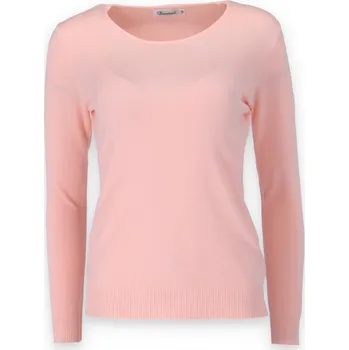 Dámský svetr Svetřík s výstřihem "U" Damod 01253,barva: růžová-pudrová, velikost: S/M